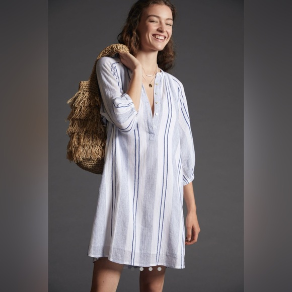 Size 2, New With Tags Ethereal Sundry Sundry Striped Henley Dress from Anthro - Picture 1 of 8